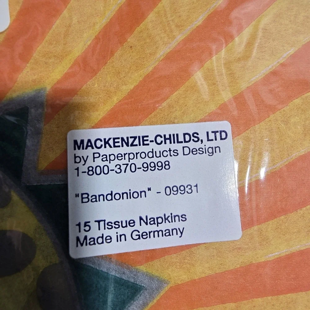 Mackenzie Childs Scalloped Tissue Napkins 15 Count Bandonion 09931 Orange & Bows